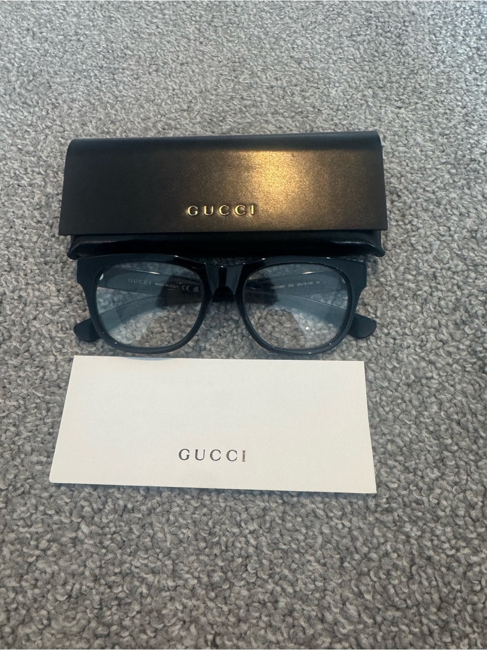 Gucci Black Acetate Optical Glasses with Case
